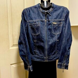 Calvin Klein dark wash high buckle neck denim jacket size L